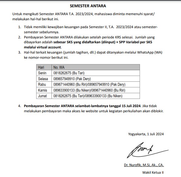 Informasi Keuangan Terkait Semester Antara