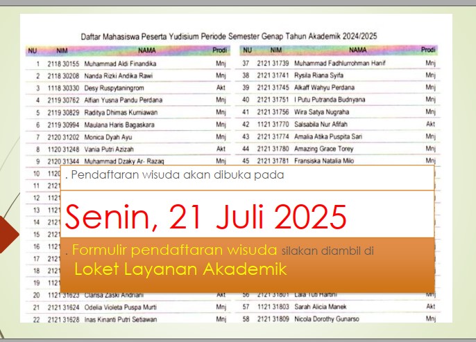 Berikut pengumuman mahasiswa lulus Yudisium 2024-2