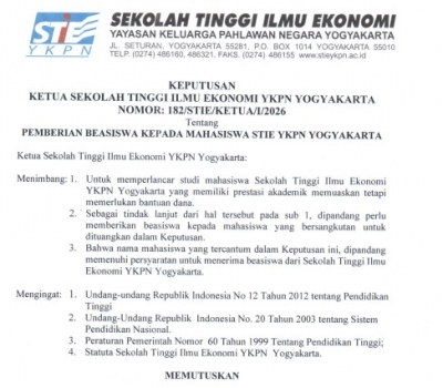 PEMBERIAN BEASISWA KEPADA MAHASISWA STIE YKPN YOGYAKARTA