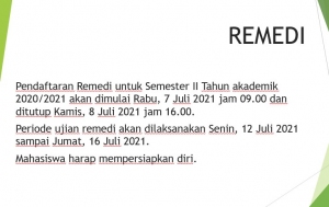 Remedi Semester II Tahun akademik 2020/2021
