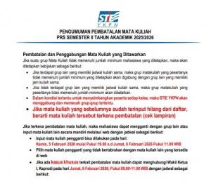 PENGUMUMAN PEMBATALAN MATA KULIAH PRS SEMESTER II TAHUN AKADEMIK 2025/2026